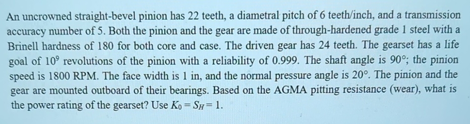 An uncrowned straight - bevel pinion has 2 2