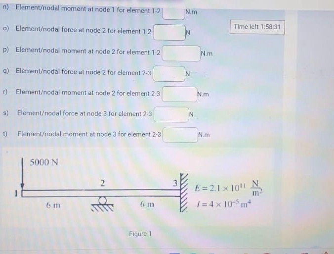 n ) Element / nodal moment at node 1 for element