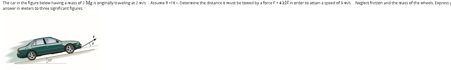 The car in the figure below having a mass of 2 is