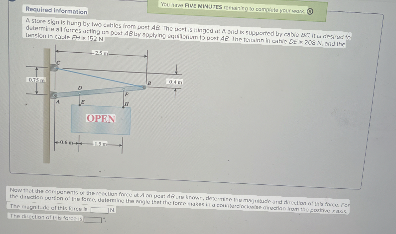 Required information You have FIVE MINUTES
