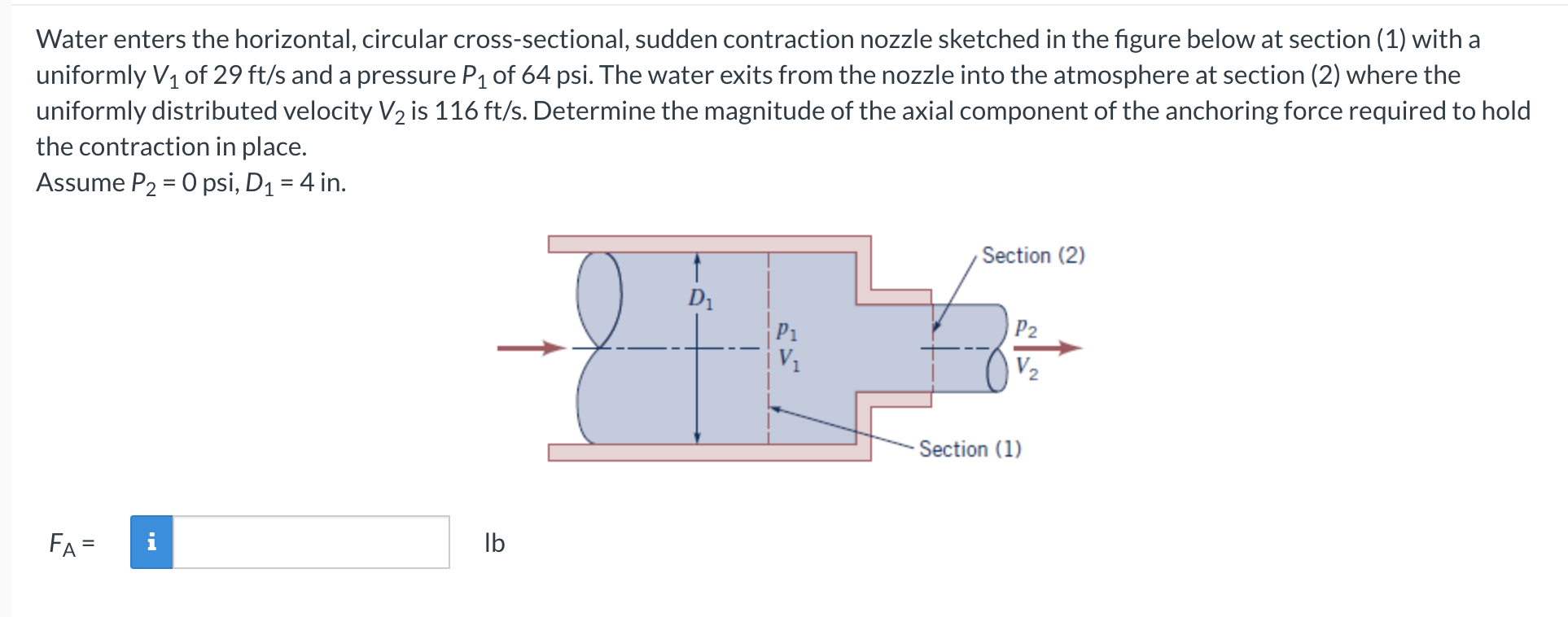 Water enters the horizontal, circular cross -