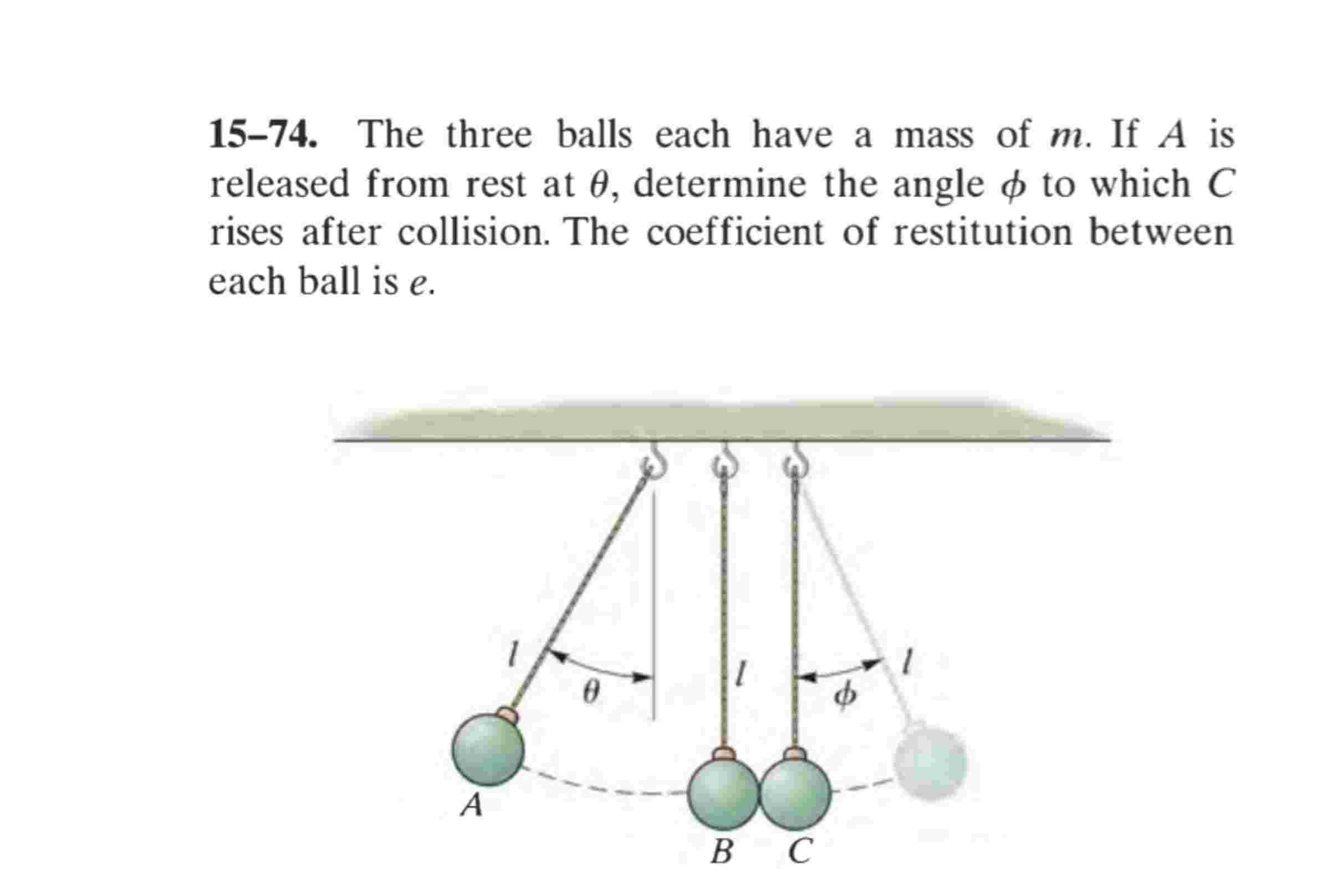 1 5 - 7 4 . The three balls each have a mass of \