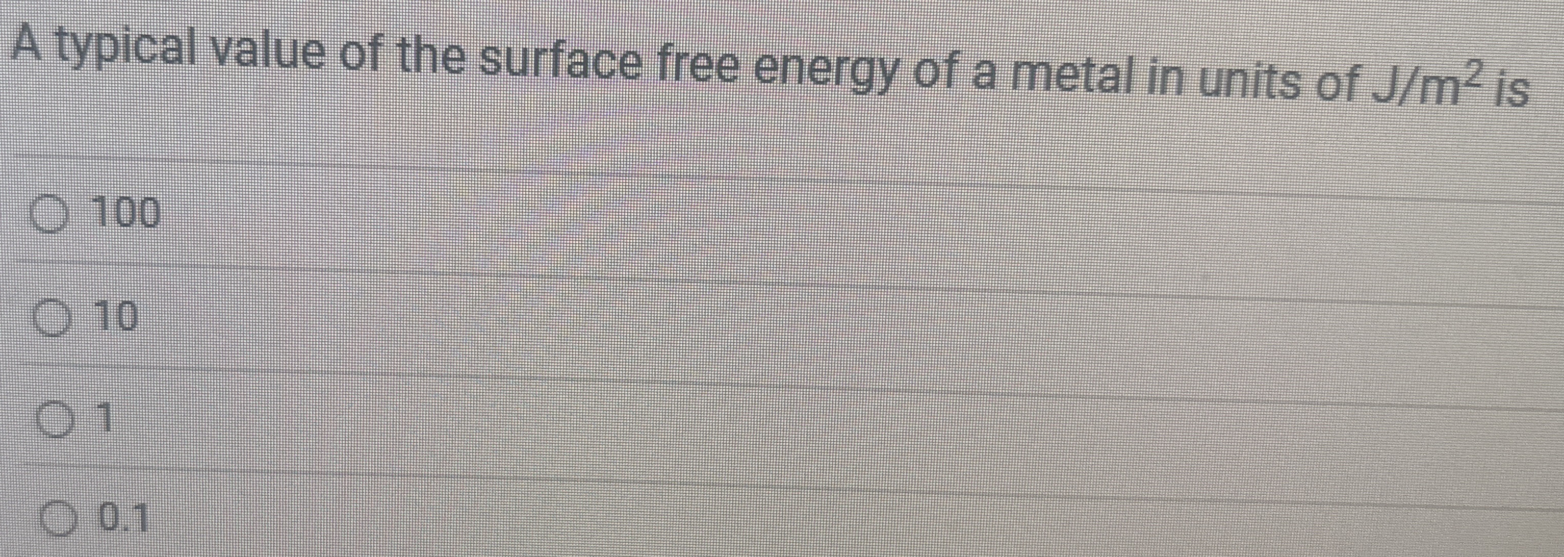A typical value of the surface free energy of a