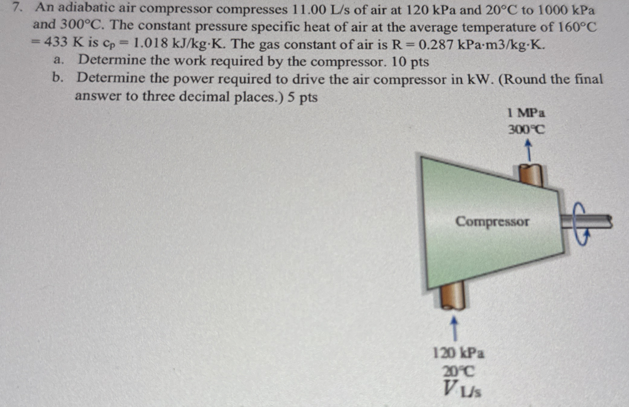 An adiabatic air compressor compresses 1 1 . 0 0