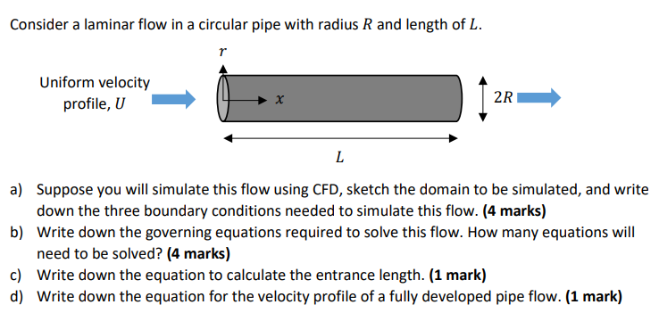 Consider a laminar flow in a circular pipe with