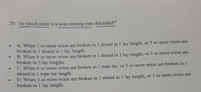 " At which point is a wire running rope