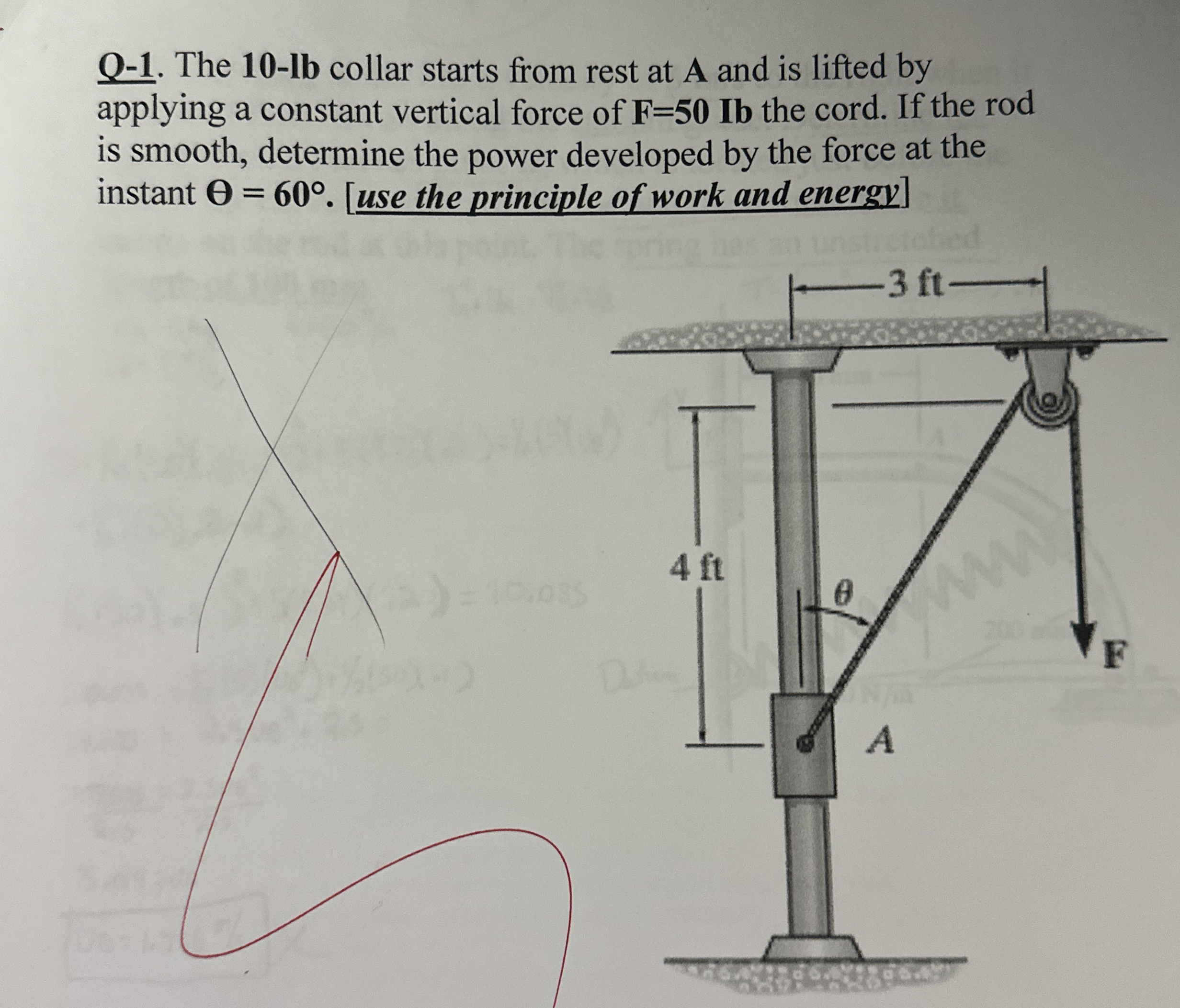 Q - 1 . The 1 0 - lb collar starts from rest at A