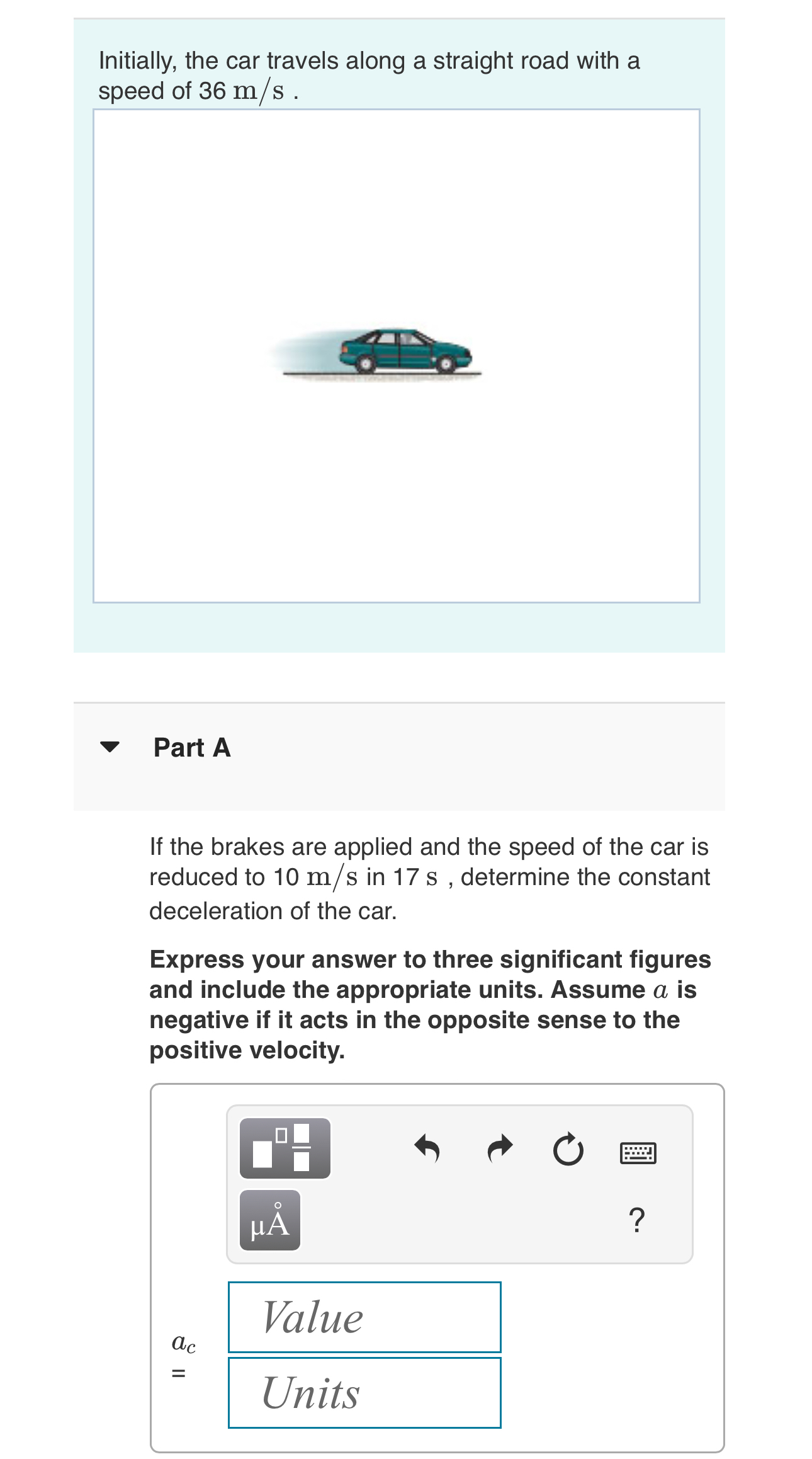 Initially, the car travels along a straight road