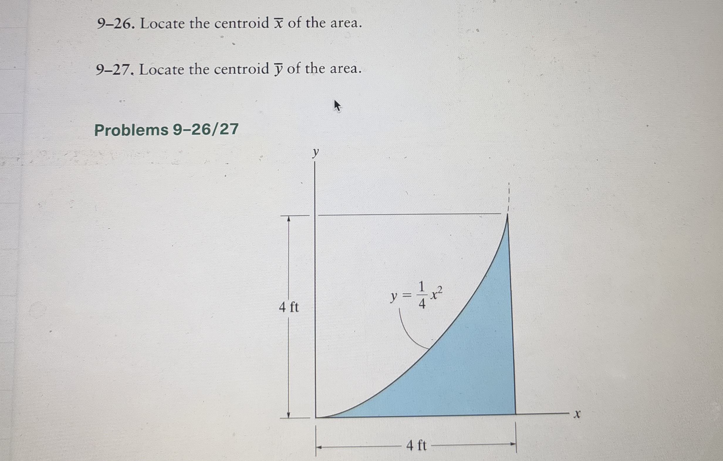 9 - 2 6 . Locate the centroid x of the area. 9 -