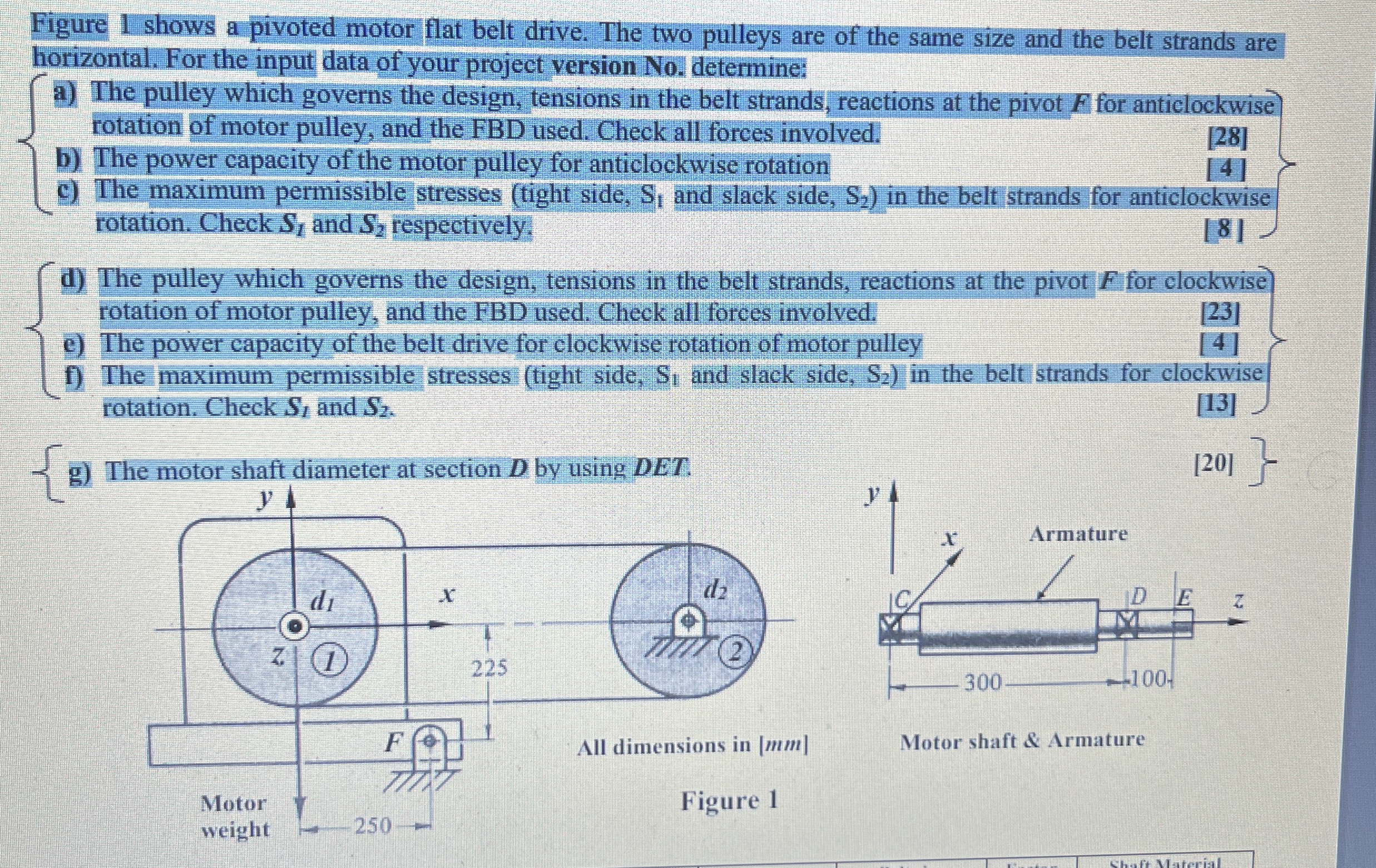 Figure I shows a pivoted motor flat belt drive.