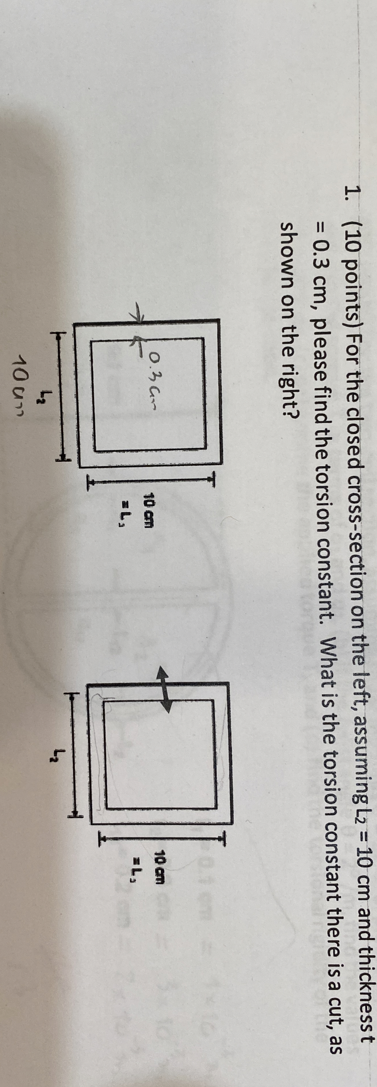 ( 1 0 points ) For the closed cross - section on