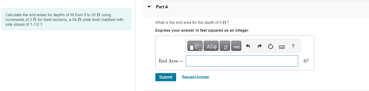Calculate the end areas for depths of fill from 0