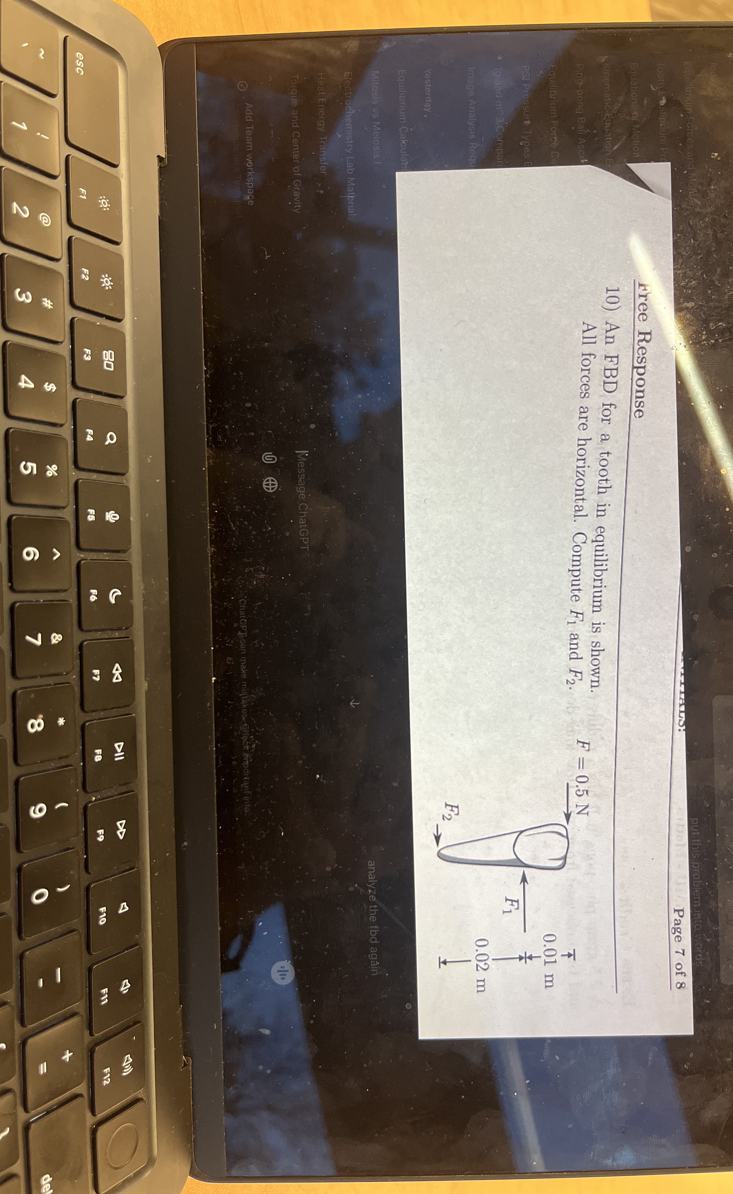rree Response An FBD for a tooth in equilibrium
