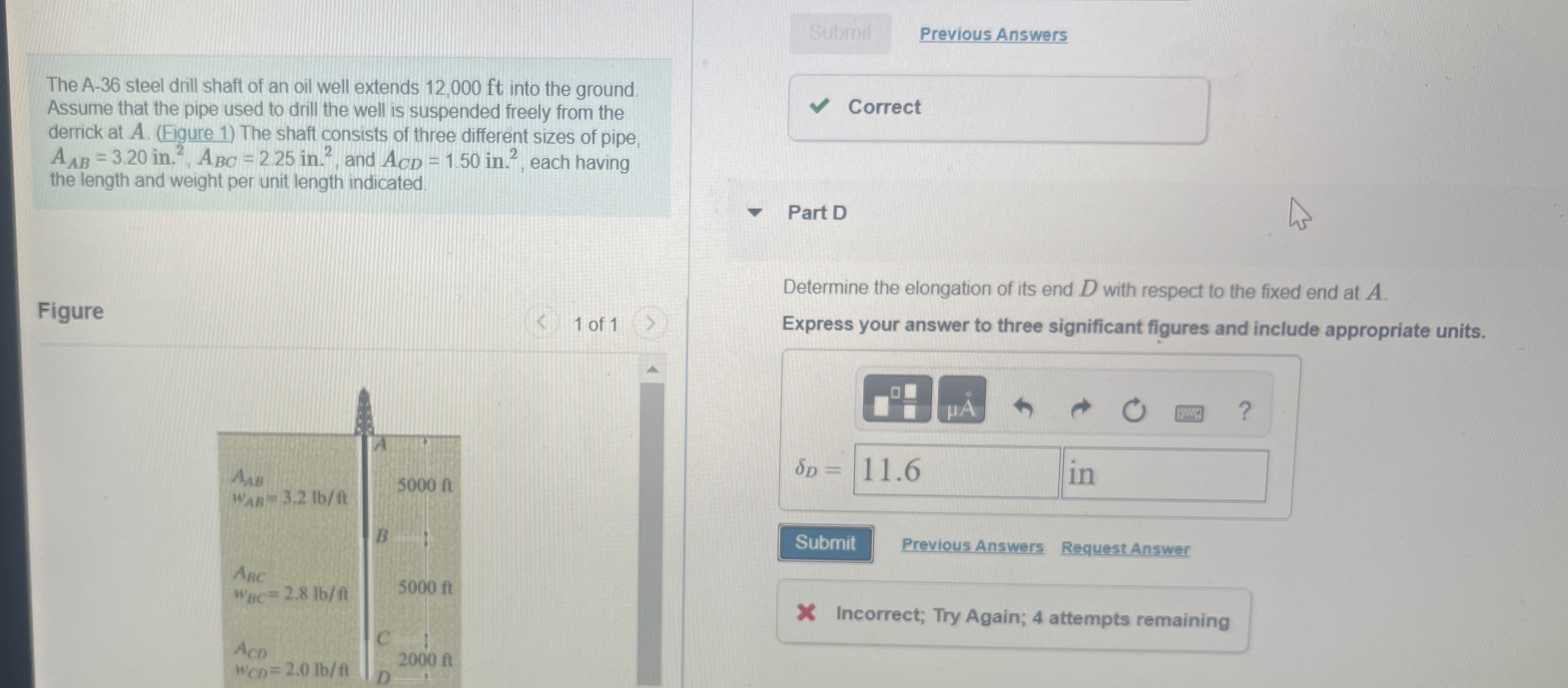 Submif Previous Answers The A - 3 6 steel drill