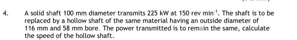 A solid shaft 1 0 0 mm diameter transmits 2 2 5