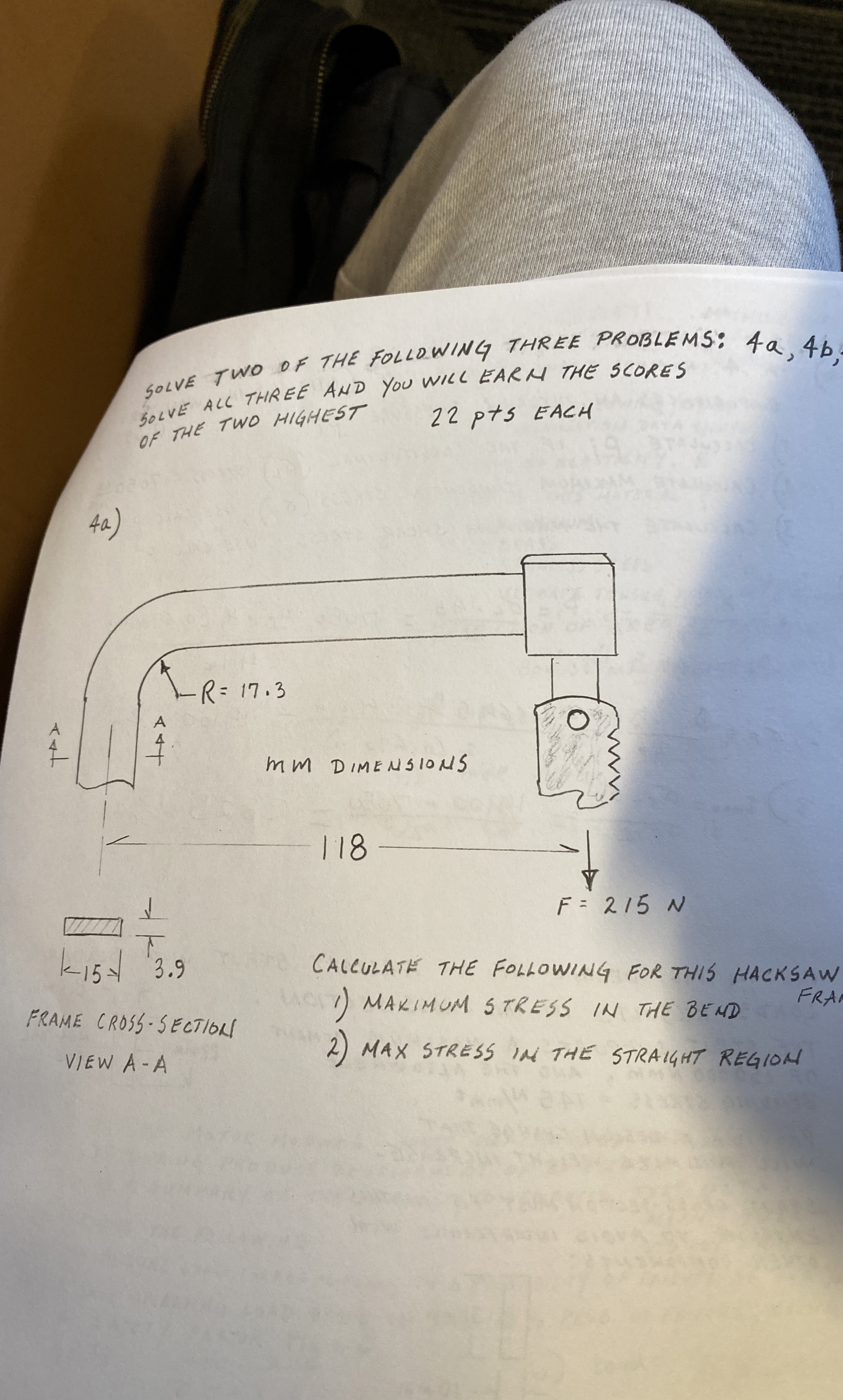 SOLVE TWO OF THE FOLLOWING THREE PROBLEMS: 4 a ,