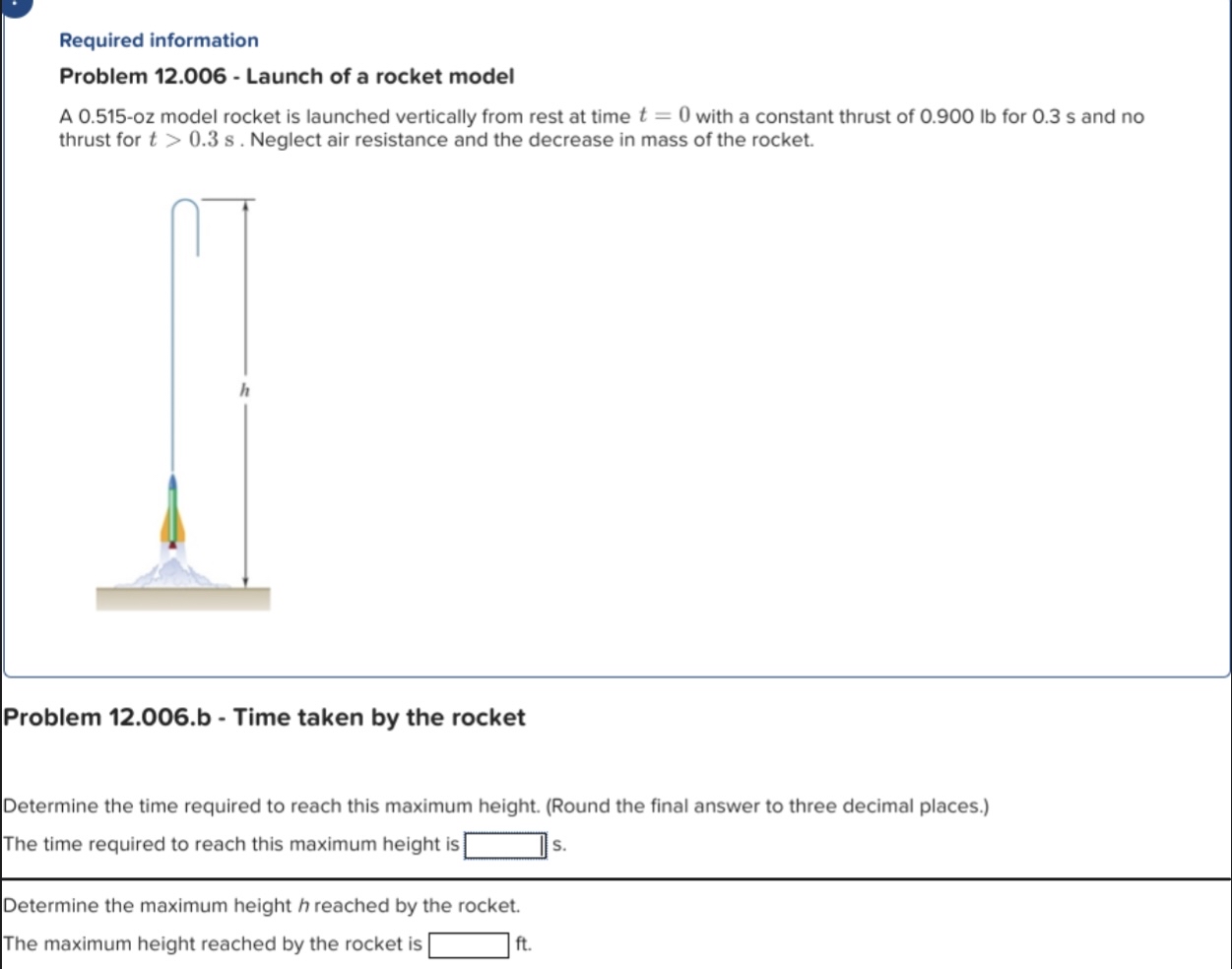 Required information Problem 1 2 . 0 0 6 - Launch