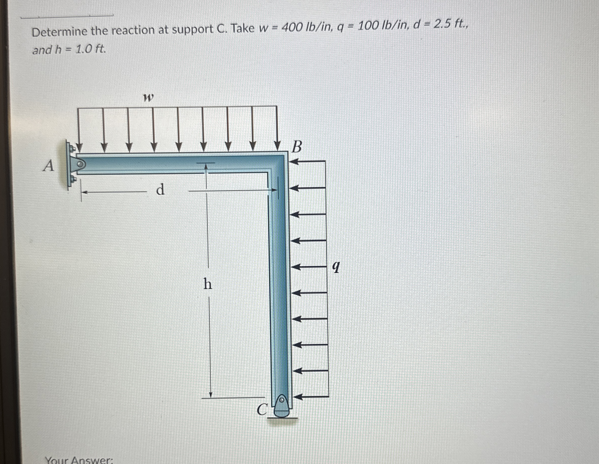 Determine the reaction at support C . Take w = 4