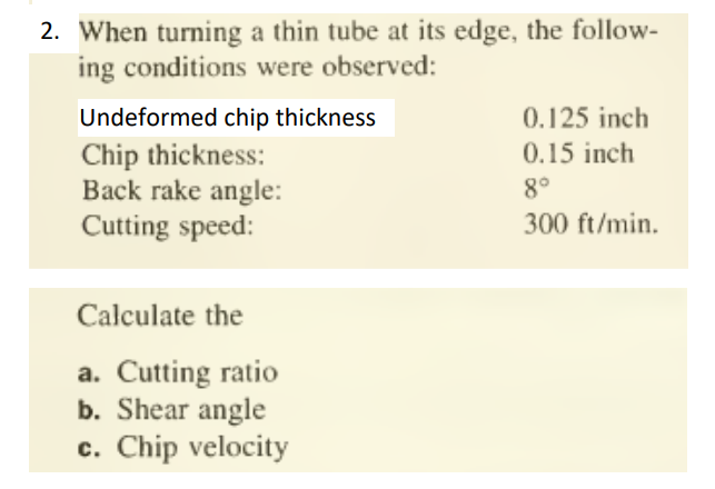 2 . When turning a thin tube at its edge, the