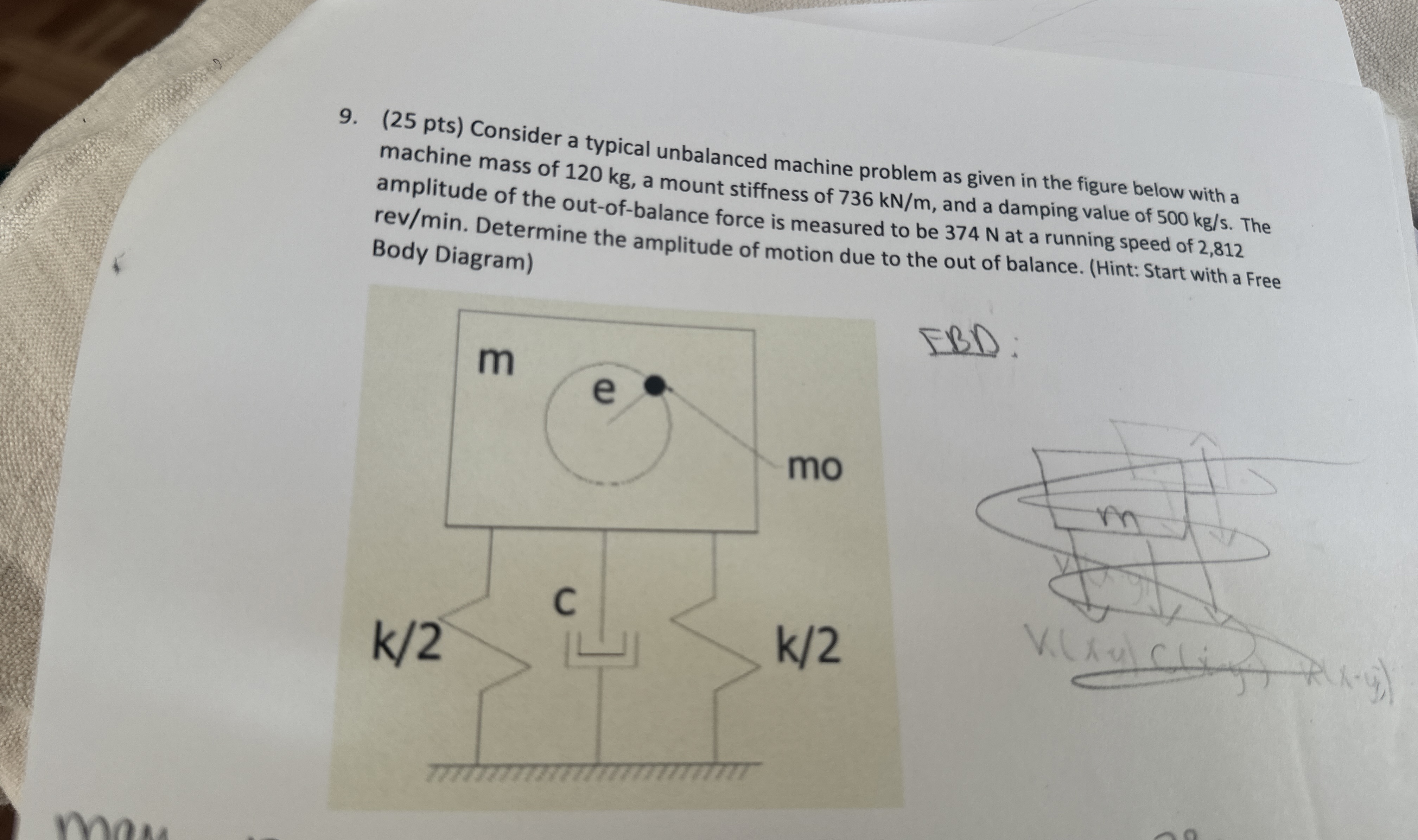 ( 2 5 pts ) Consider a typical unbalanced machine