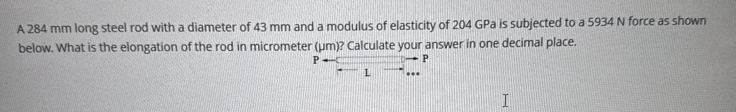 A 2 8 4 mm long steel rod with a diameter of 4 3