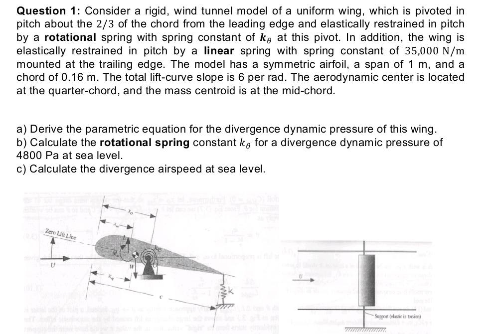 Question 1 : Consider a rigid, wind tunnel model