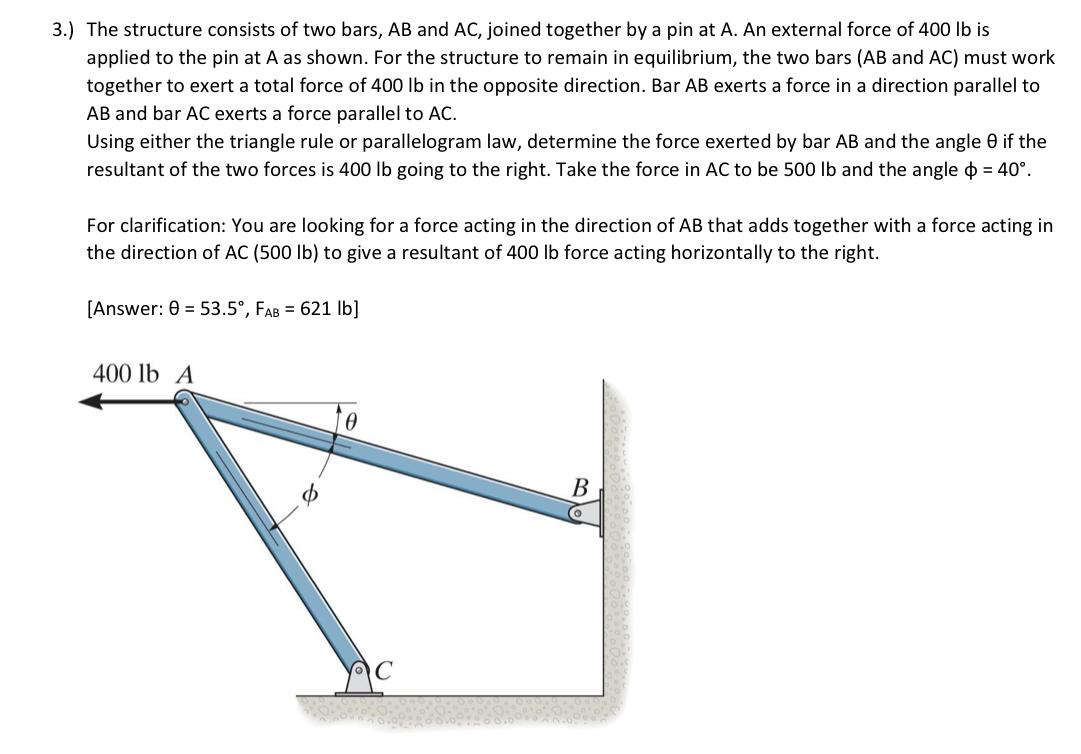 3 . ) The structure consists of two bars, A B and