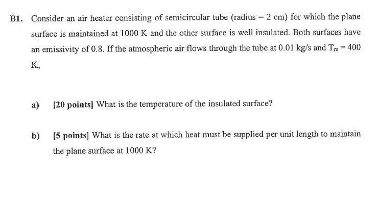B 1 . Consider an air heater consisting of