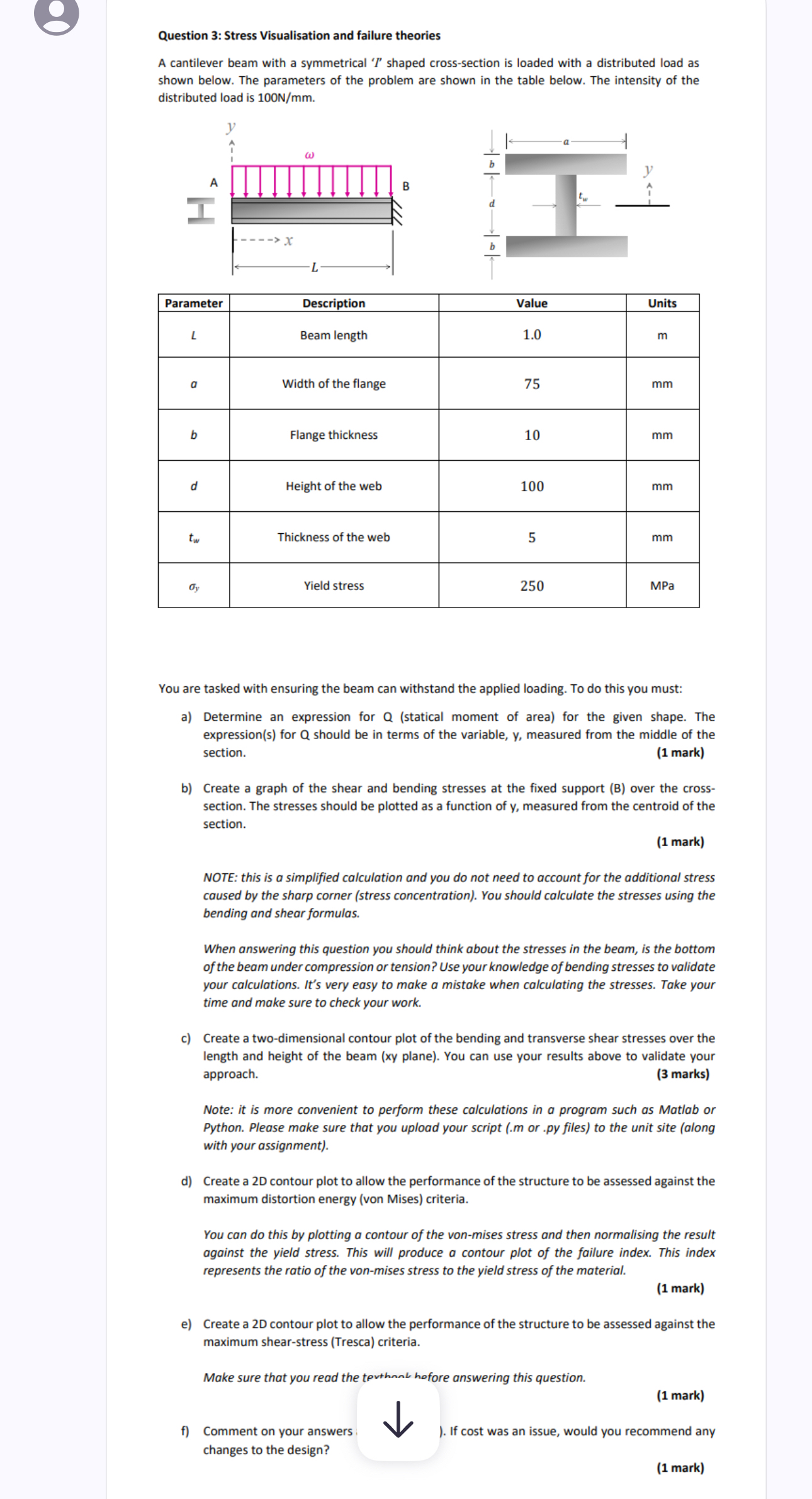 Question 5 : Buckling Analysis ( 3 0 marks ) Re -