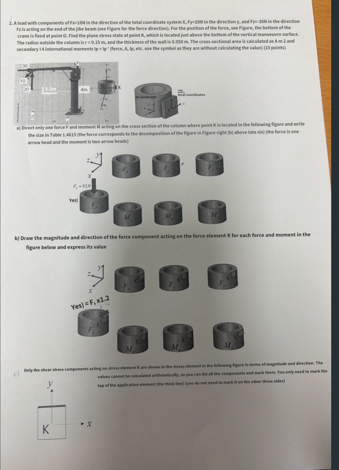 A load with components of F x = 1 0 N in the