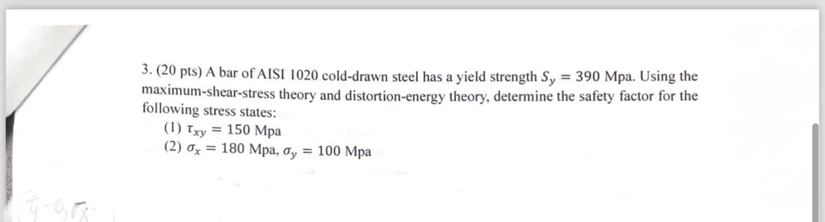 ( 2 0 pts ) A bar of AISI 1 0 2 0 cold - drawn