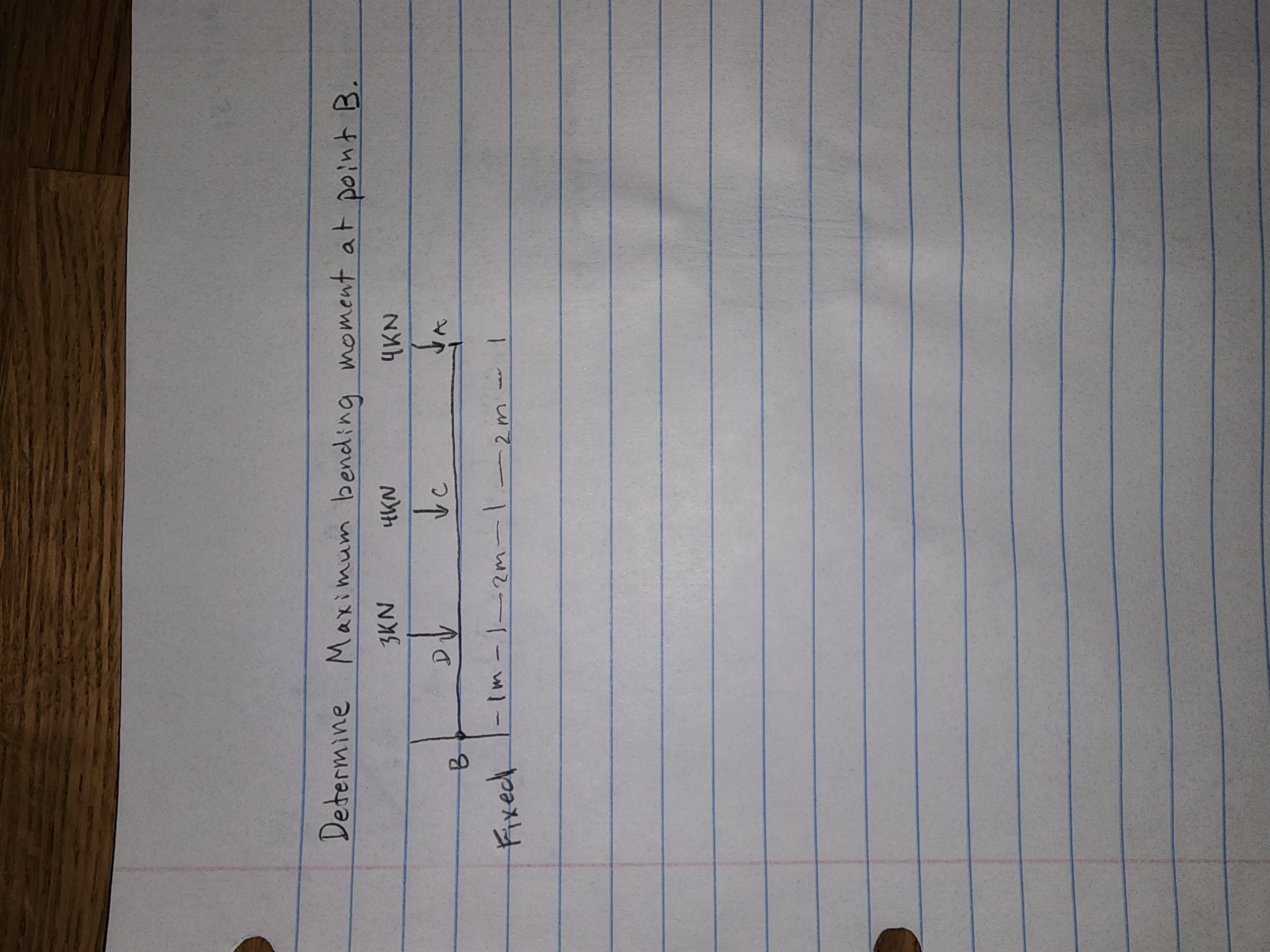 Determine Maximum bending moment at point B .