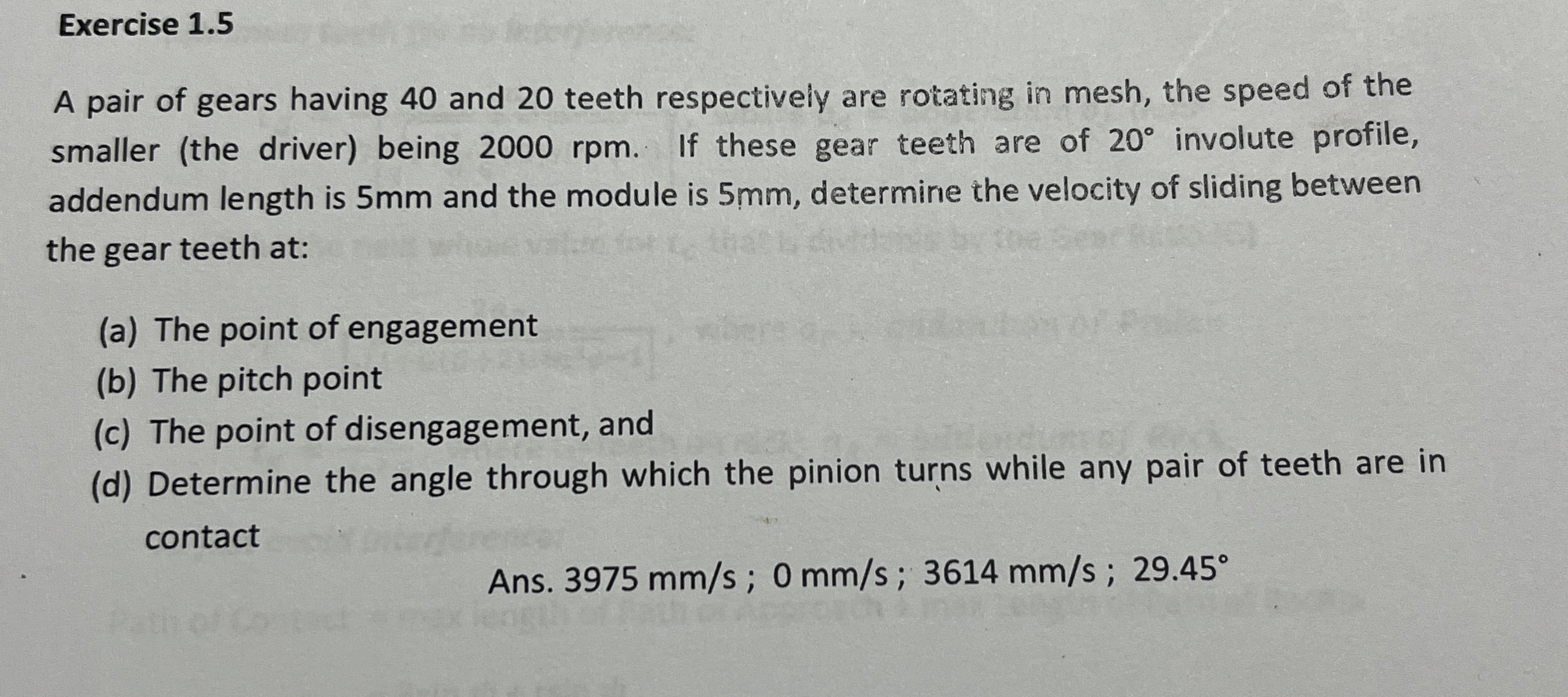 Exercise 1 . 5 A pair of gears having 4 0 and 2 0