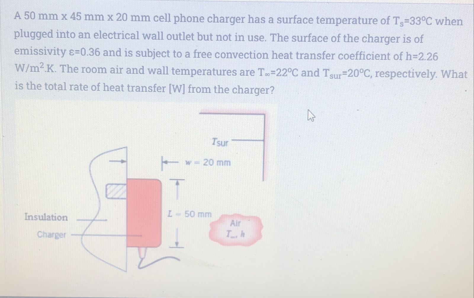 A 5 0 m m 4 5 m m 2 0 m m cell phone charger has