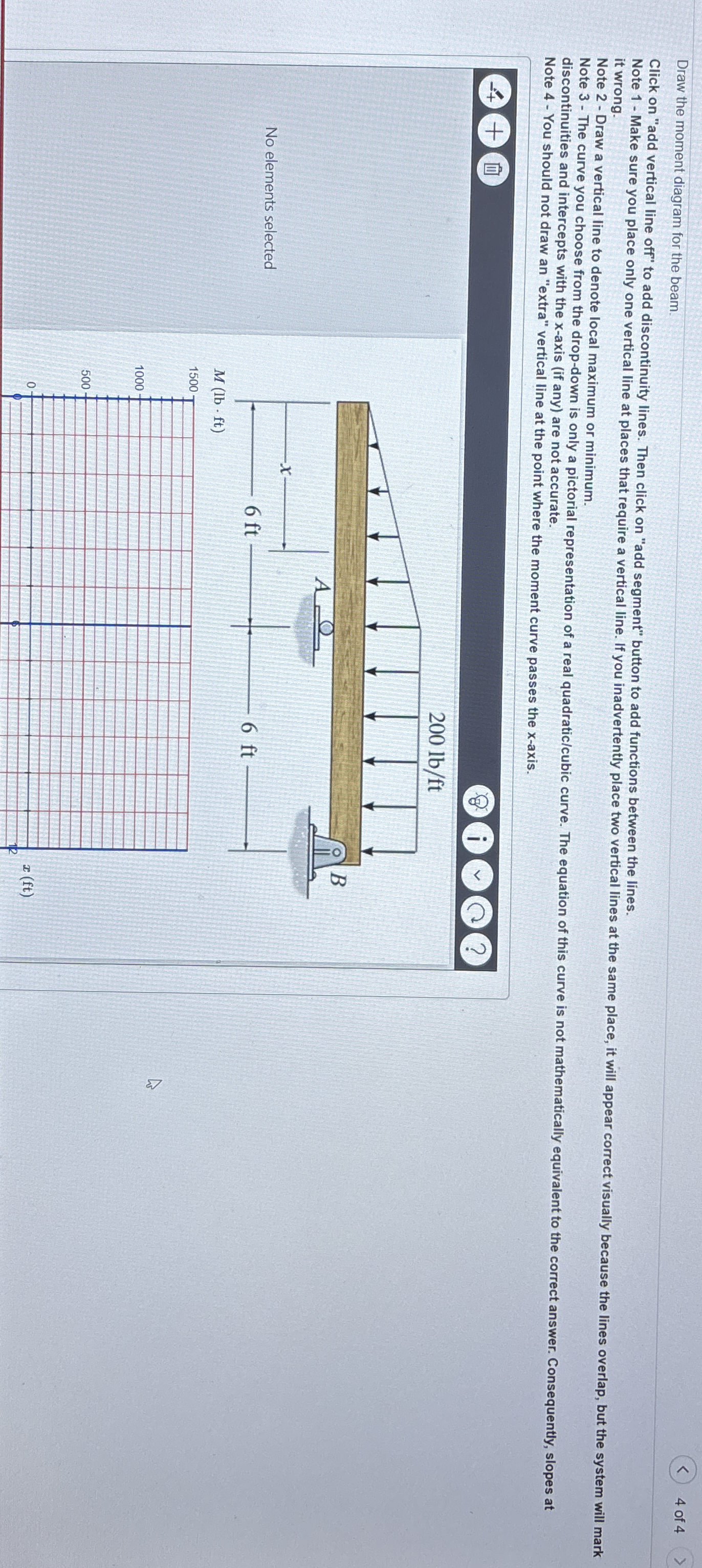 Draw the moment diagram for the beam 4 of 4 Click