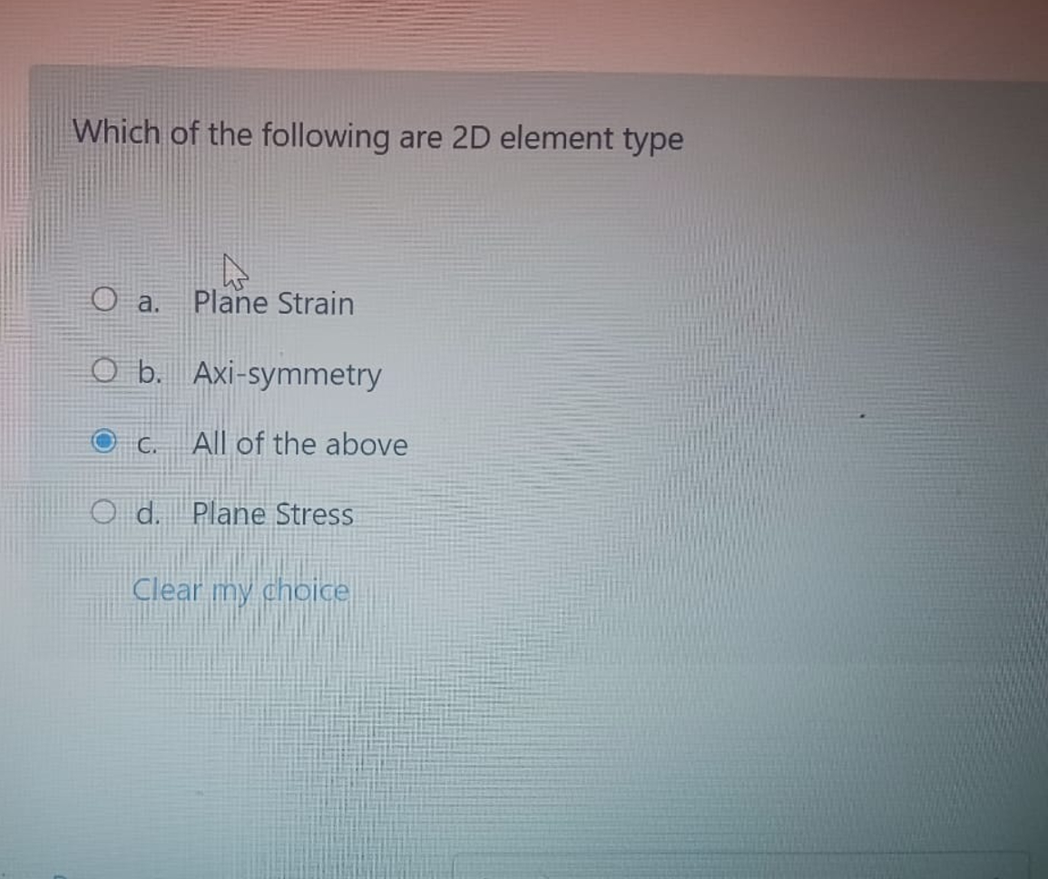 Which of the following are 2 D element type a .