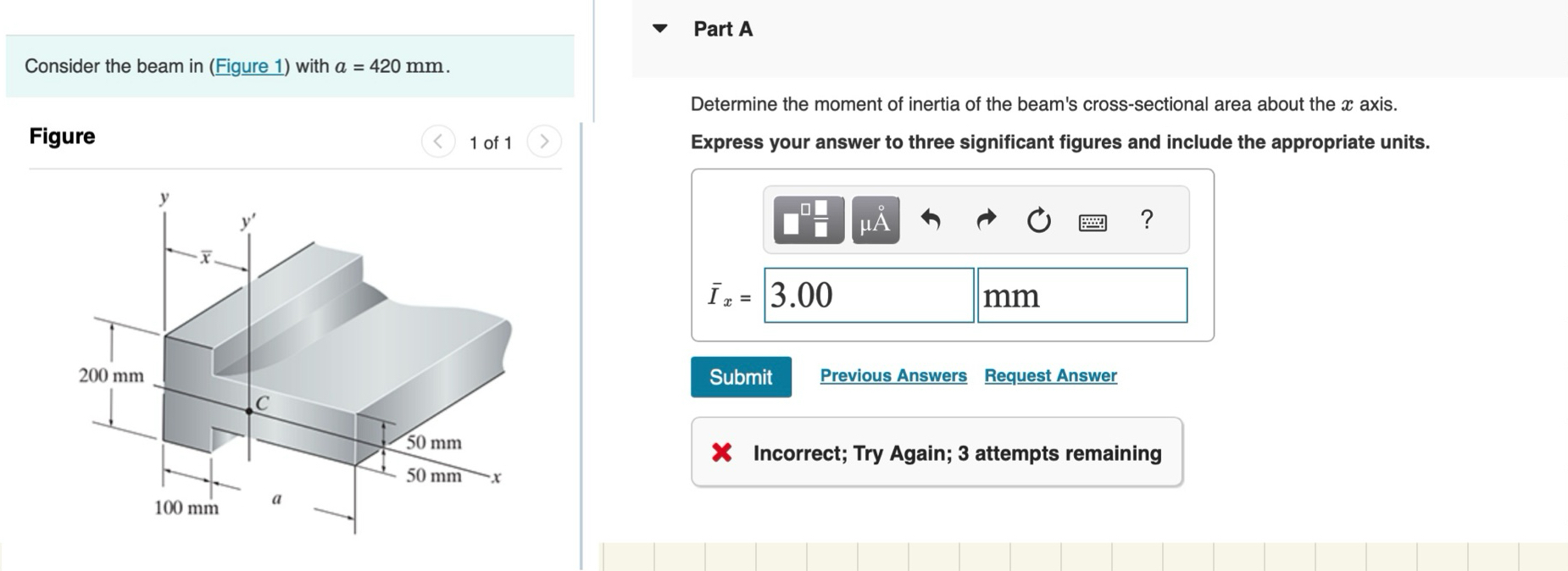 Consider the beam in ( Figure 1 ) with a = 4 2 0
