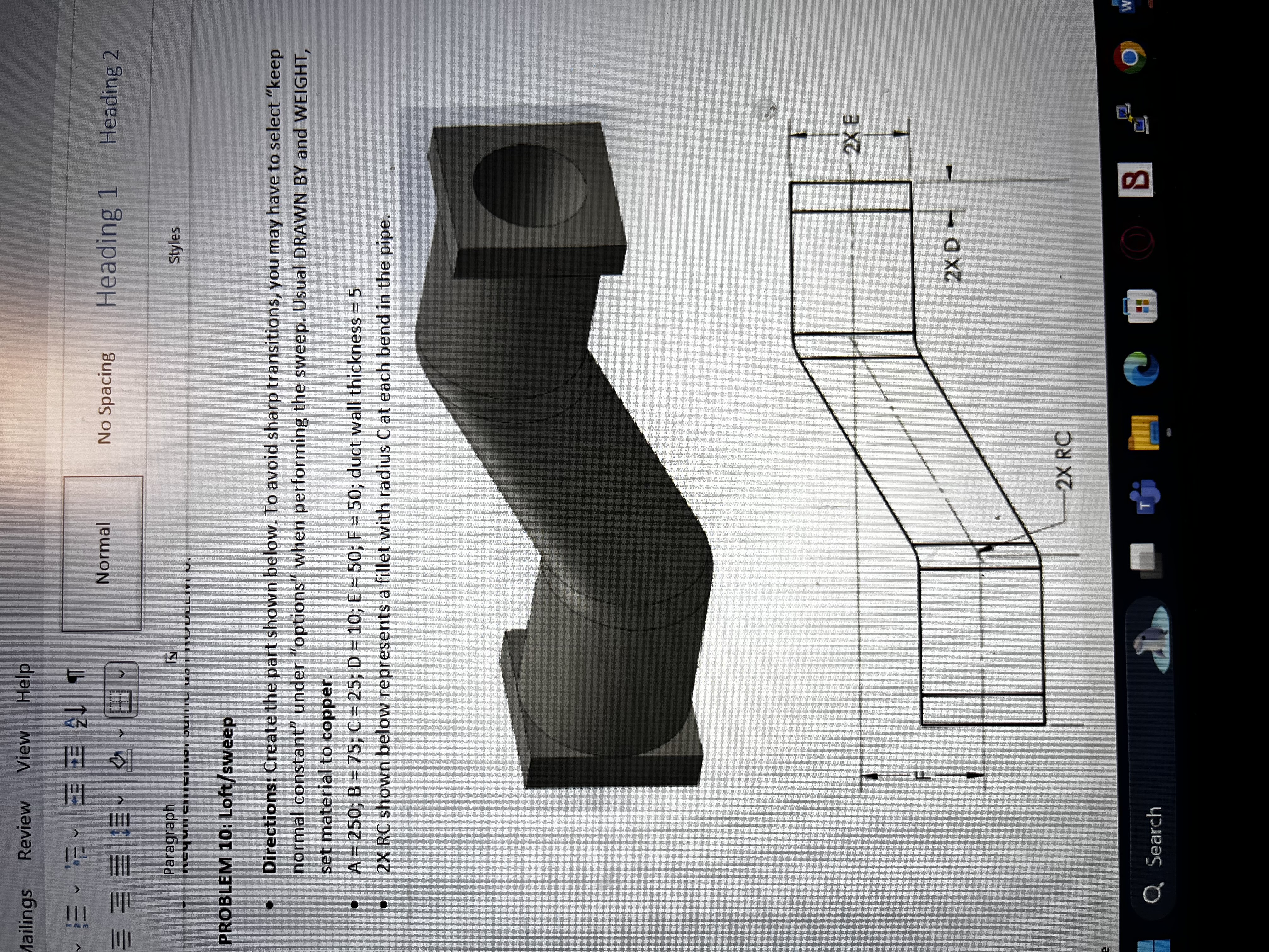 Sketch Loft / Sweep object in Solidworks. (