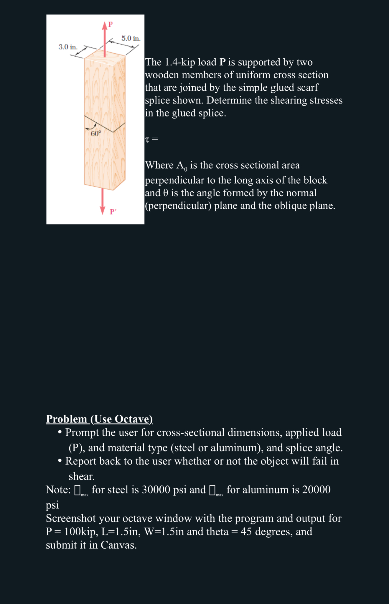 Please show how to do the octave program: The 1 .