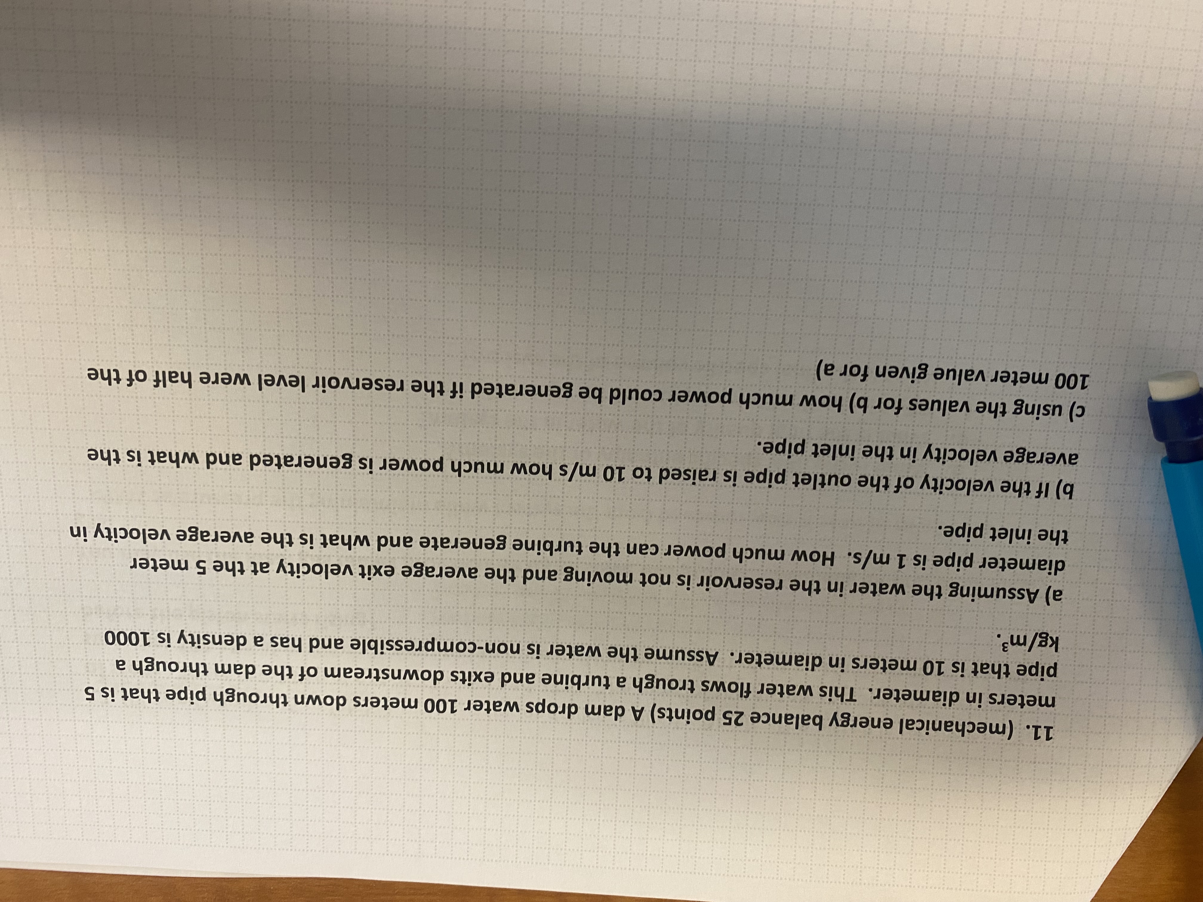 A dam drops water 1 0 0 meters down through pipe