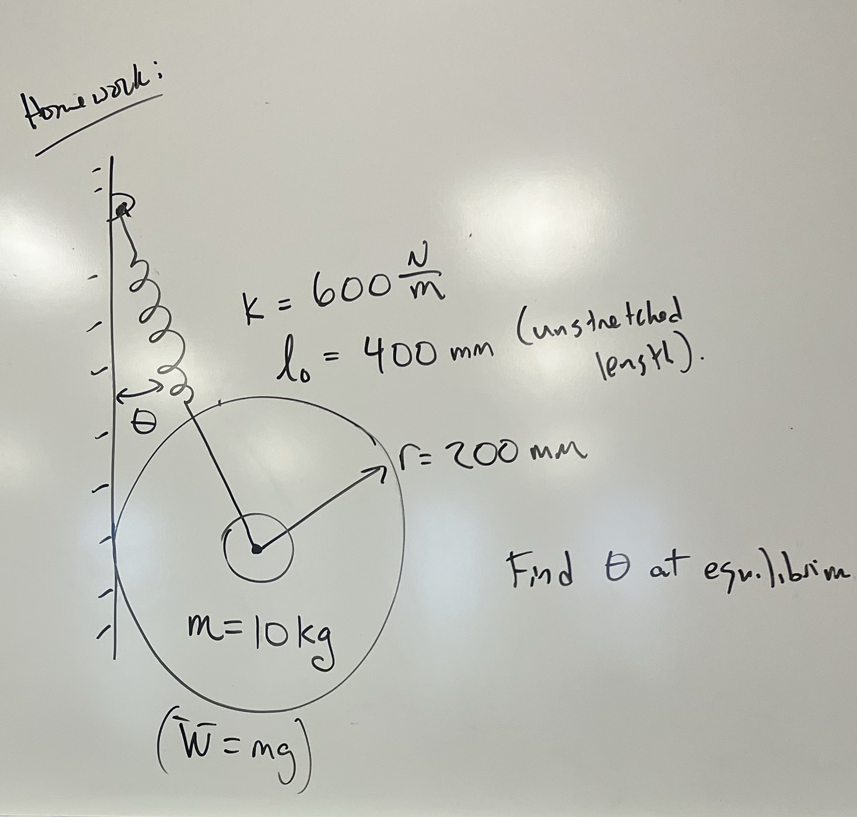 Find angle at equilibrium