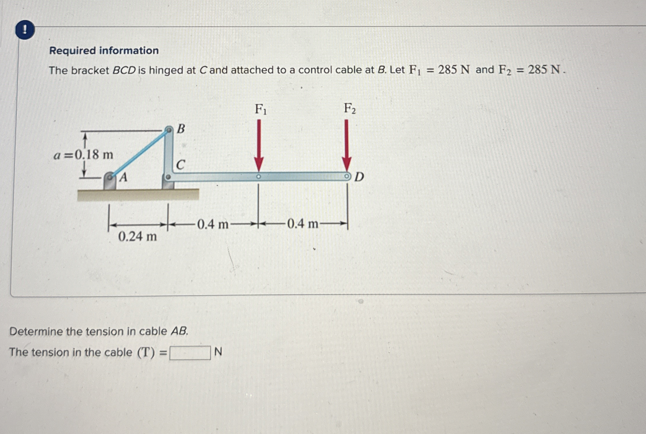 ! Required information The bracket B C D is