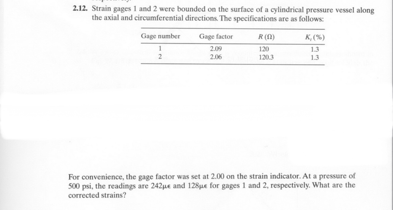 2 . 1 2 . Strain gages 1 and 2 were bounded on
