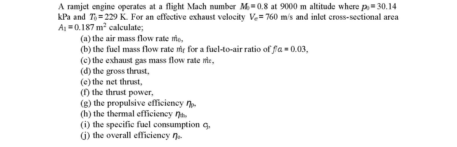 A ramjet engine operates at a flight Mach number
