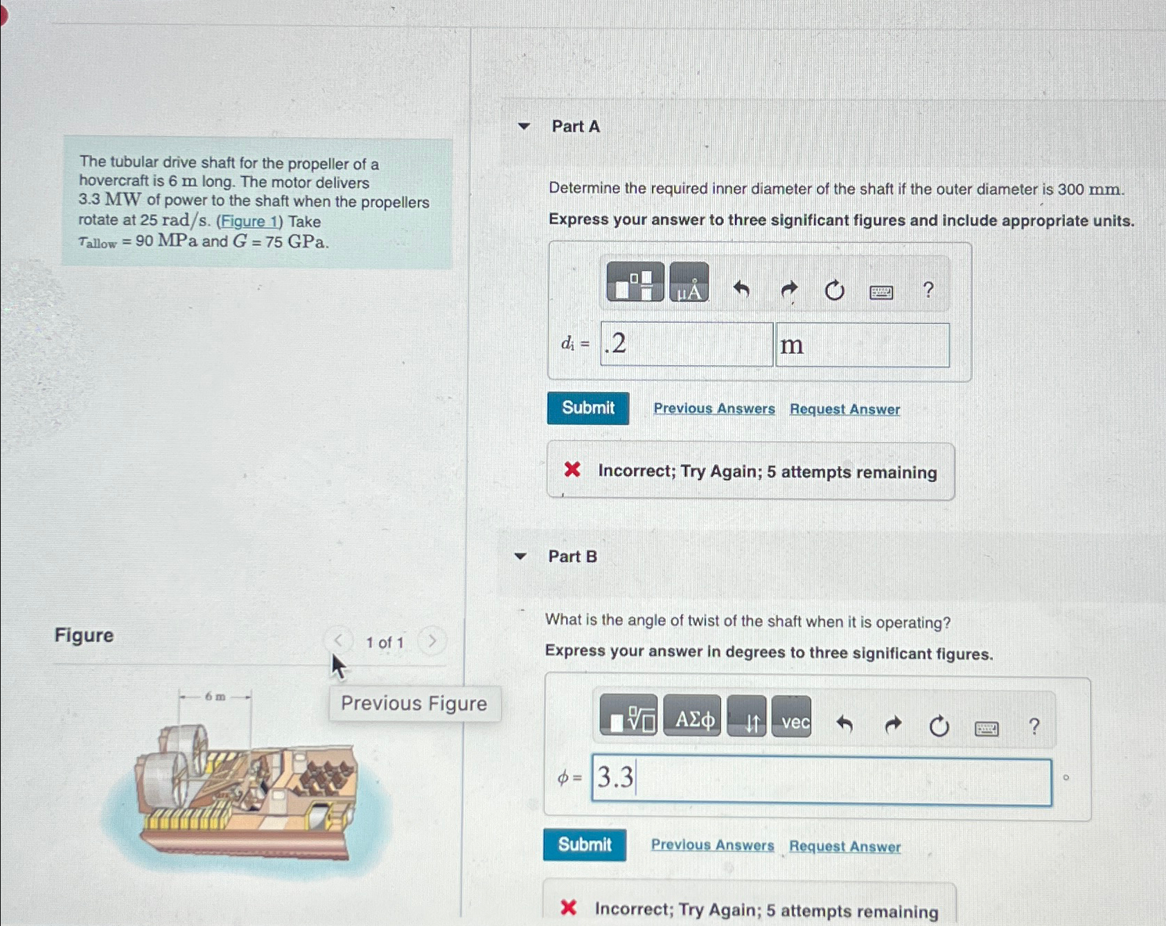 Part A The tubular drive shaft for the propeller