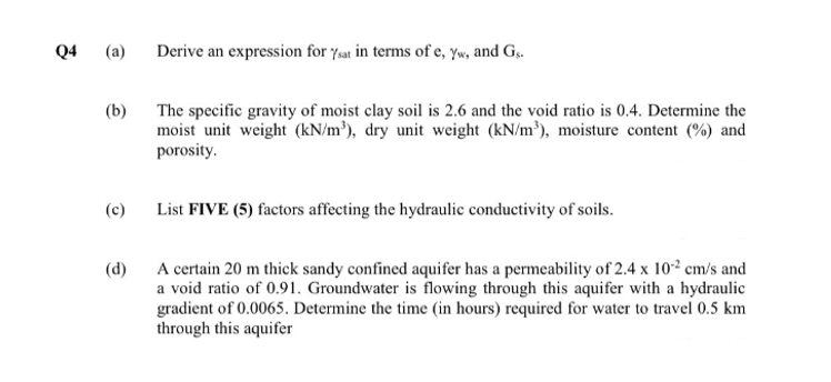 Q 4 ( a ) Derive an expression for s a t in terms