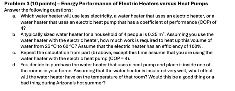 Problem 3 ( 1 0 points ) - Energy Performance of