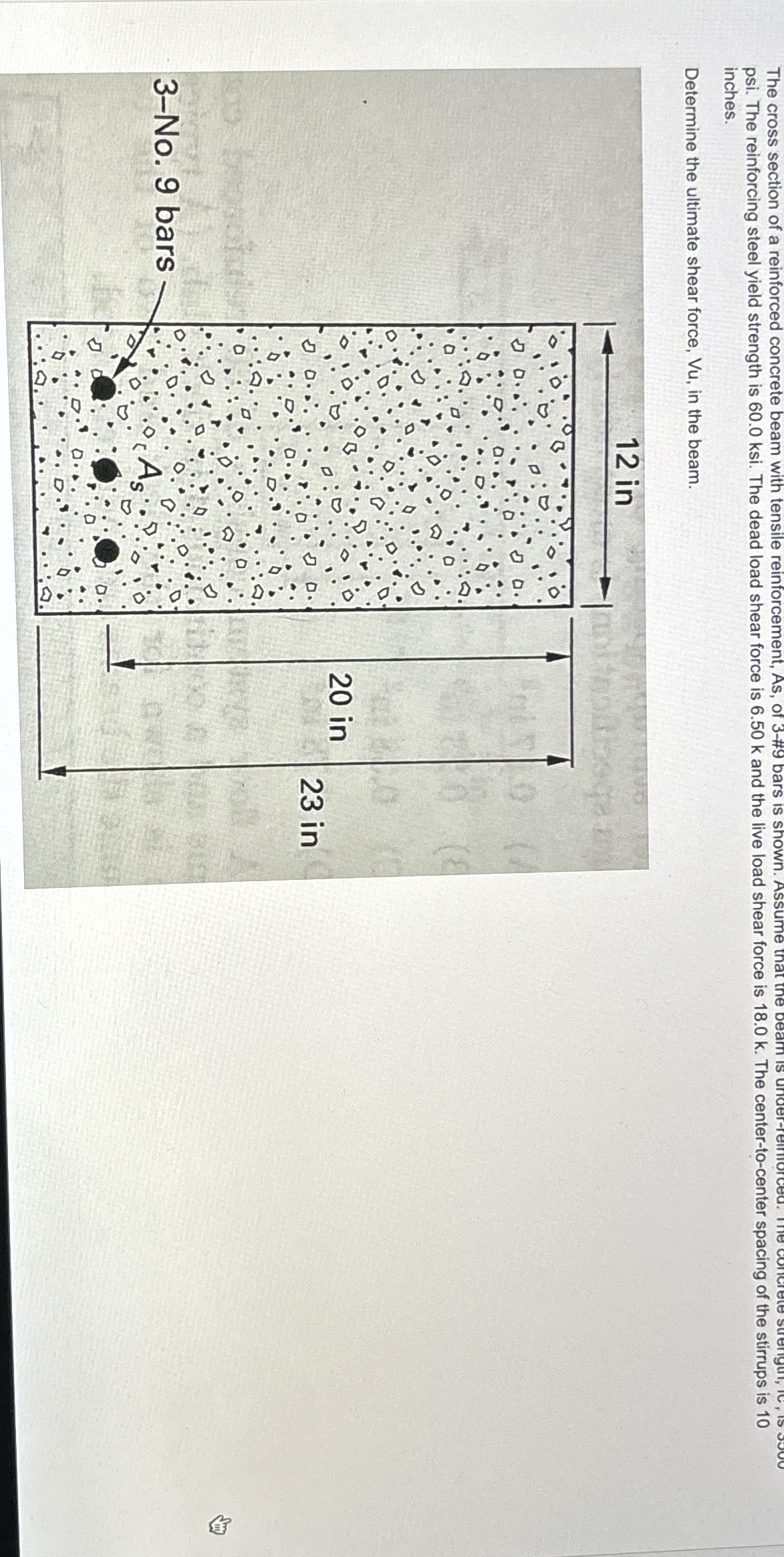 inches. Determine the ultimate shear force, V u ,