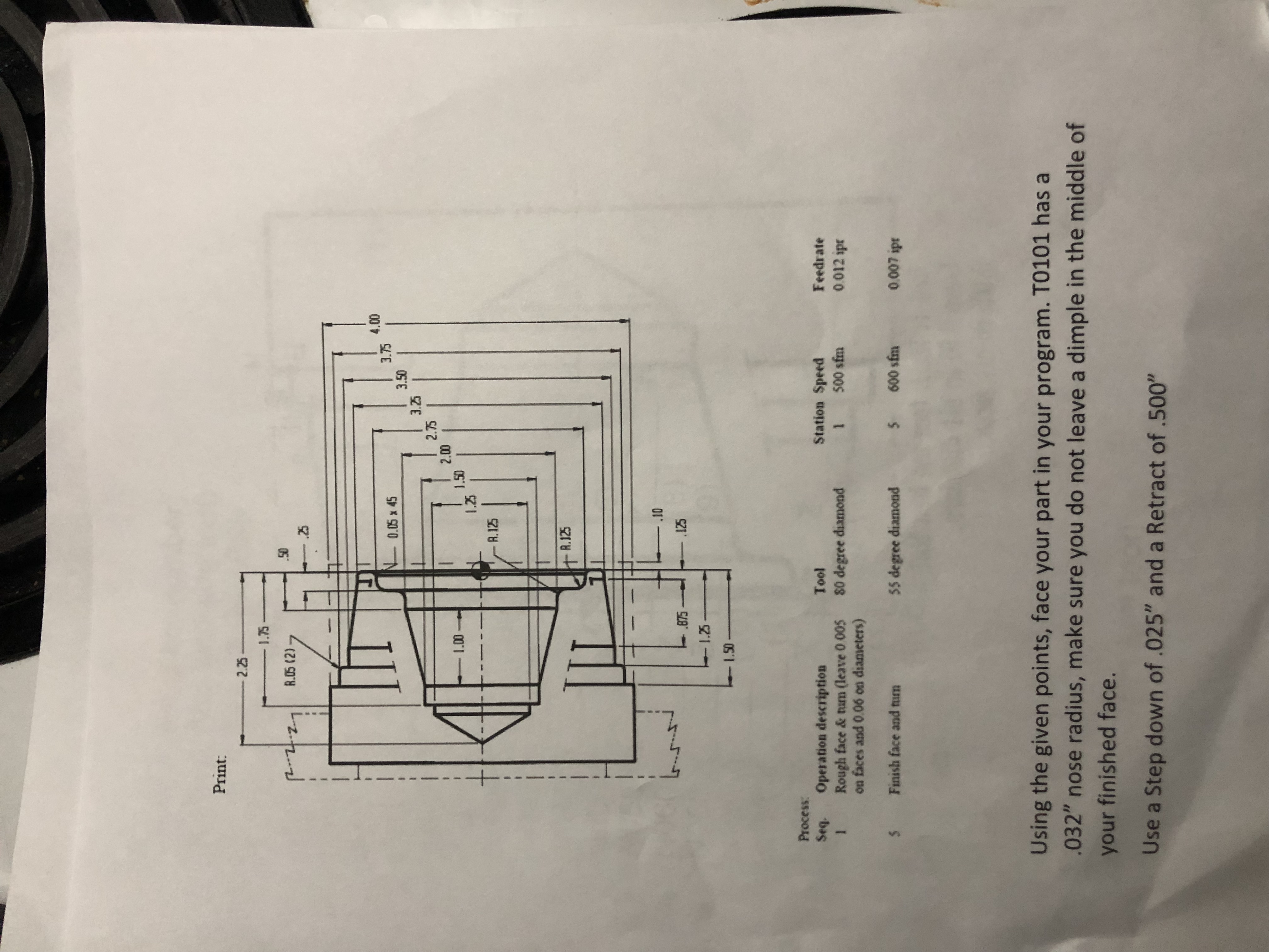 Process: Seq. Operation description 1 Rough face