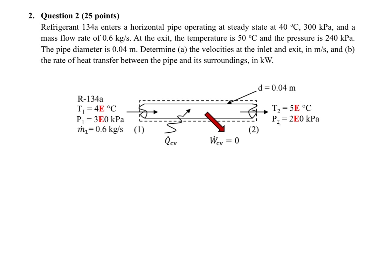Question 2 ( 2 5 points ) Refrigerant 1 3 4 a